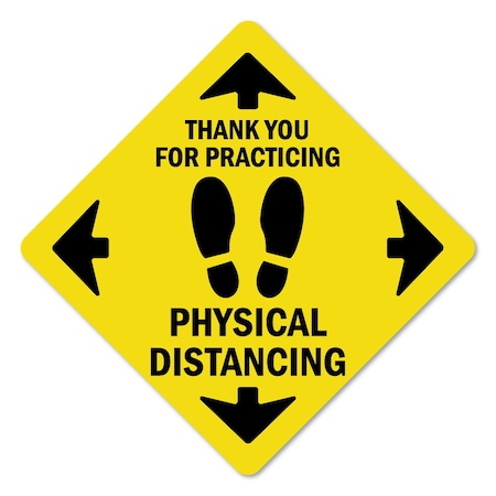 Signmission Thank You Practicing Safe Distance Non-Slip Floor Graphic, 16in Vinyl Decal, 12PK, X-16-12PK-99975 FD-X-16-12PK-99975